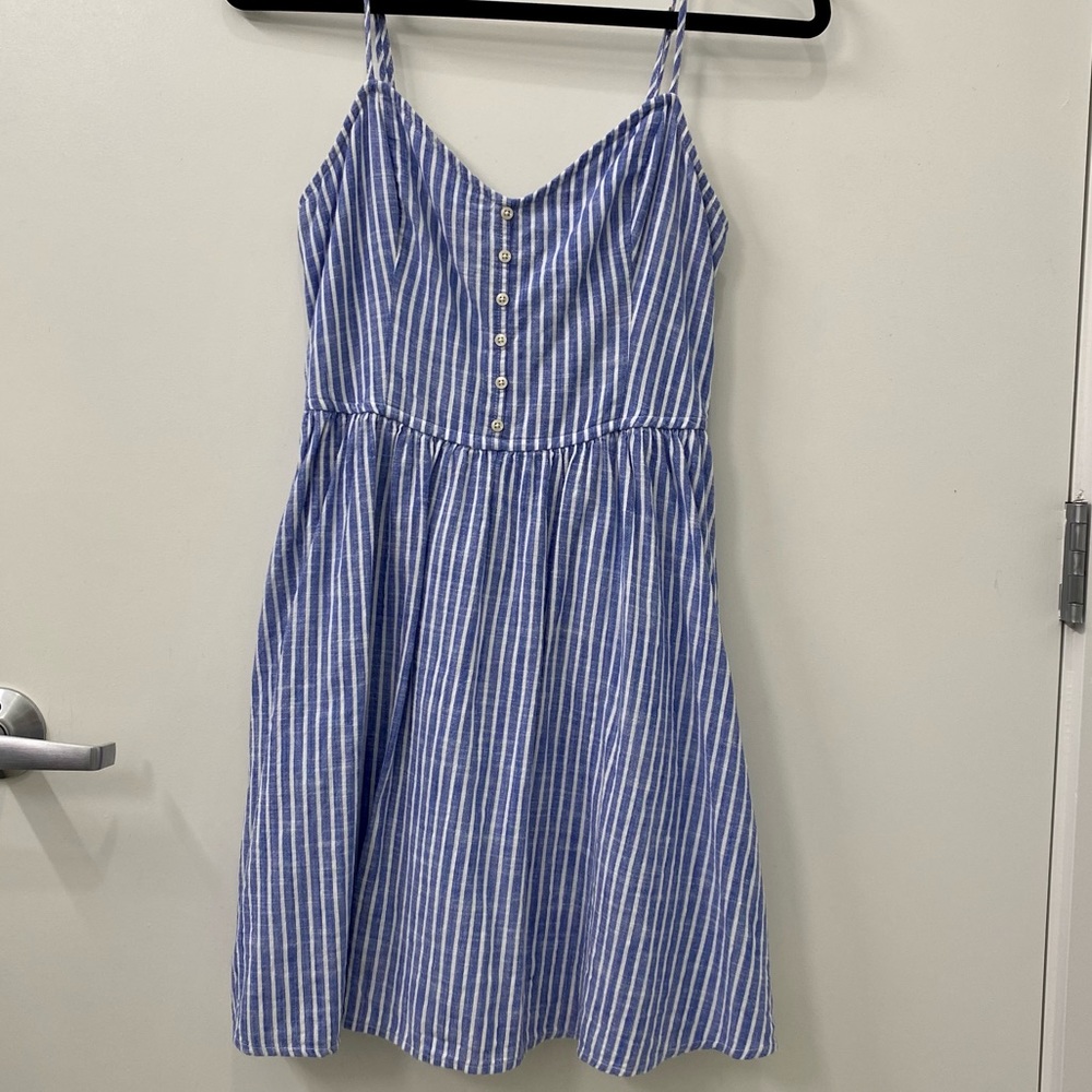 Abercrombie & Fitch Blue Striped Cotton Mini Sundress